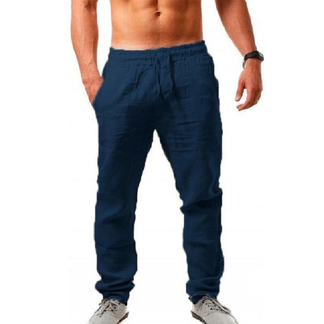 Men's classic natural linen trousers, airy and breathable for ultimate summer comfort. Casual everyday pants.