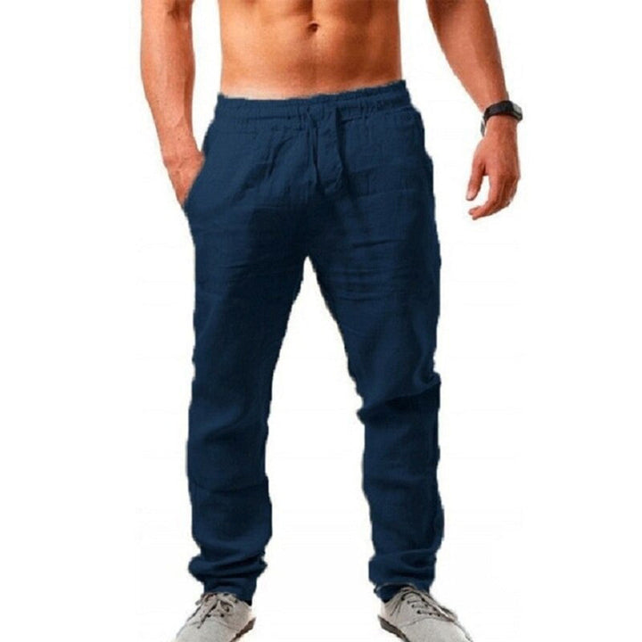 Men's classic natural linen trousers, airy and breathable for ultimate summer comfort. Casual everyday pants.