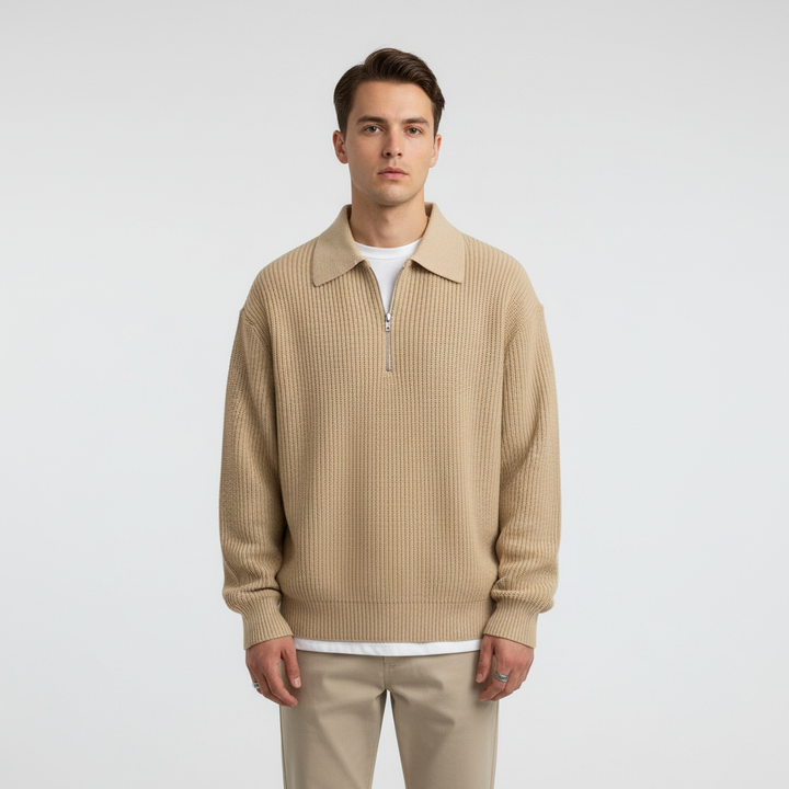 Noah men's versatile sweater in a classic solid color, an essential for any casual wardrobe this autumn.