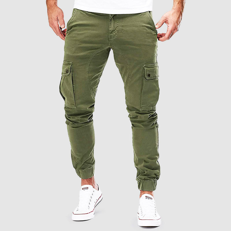 Versatile men's cargo trousers, Nolan design, featuring multi-pockets for outdoor utility and comfortable wear.