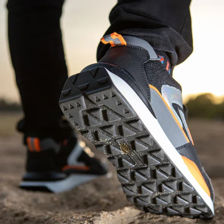 Sporty men's protective footwear, Nolan work shoes with steel toe and slip-resistant sole for safety.