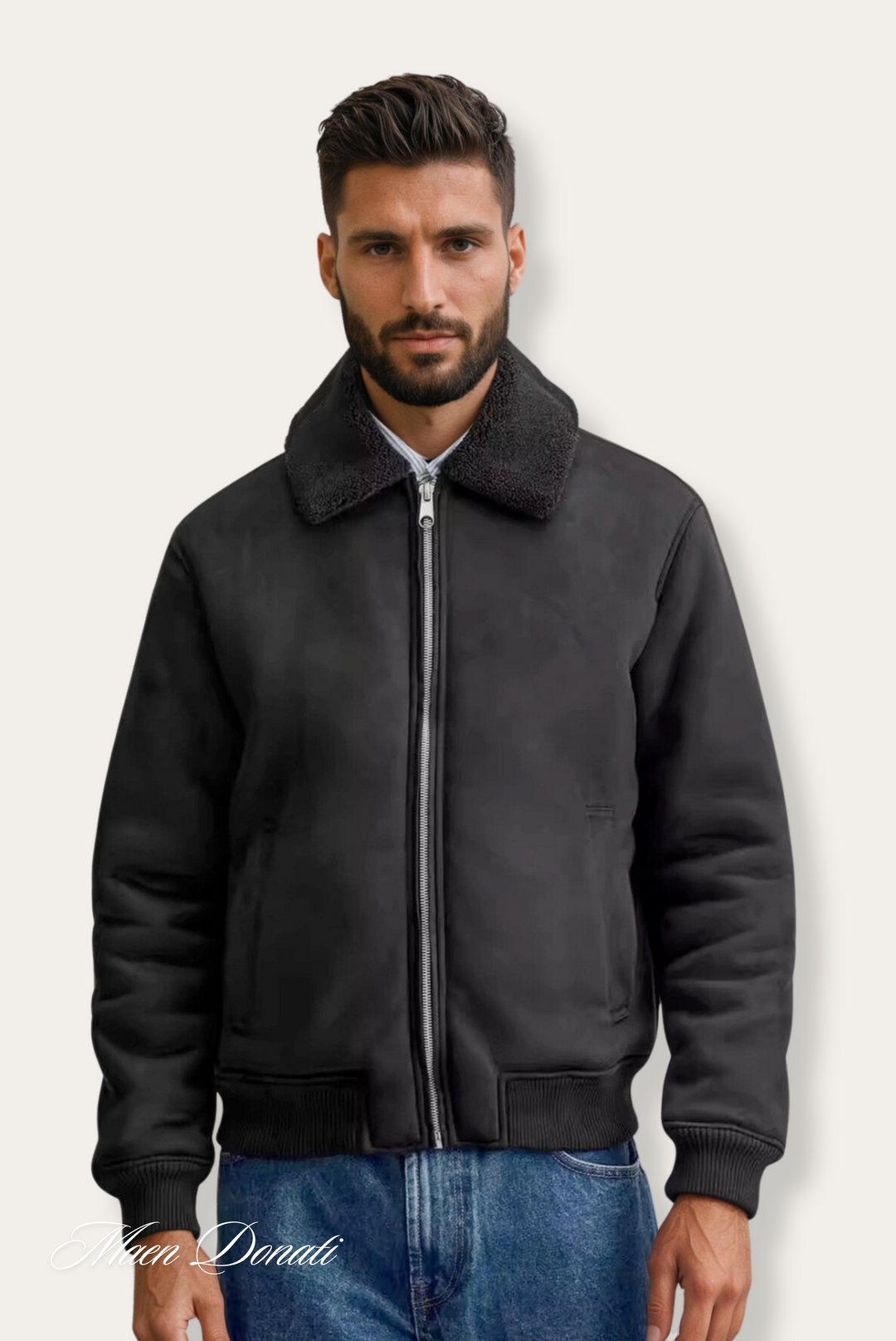 Men's Nolan stylish winter bomber jacket, warm & casual outerwear with ribbed cuffs.