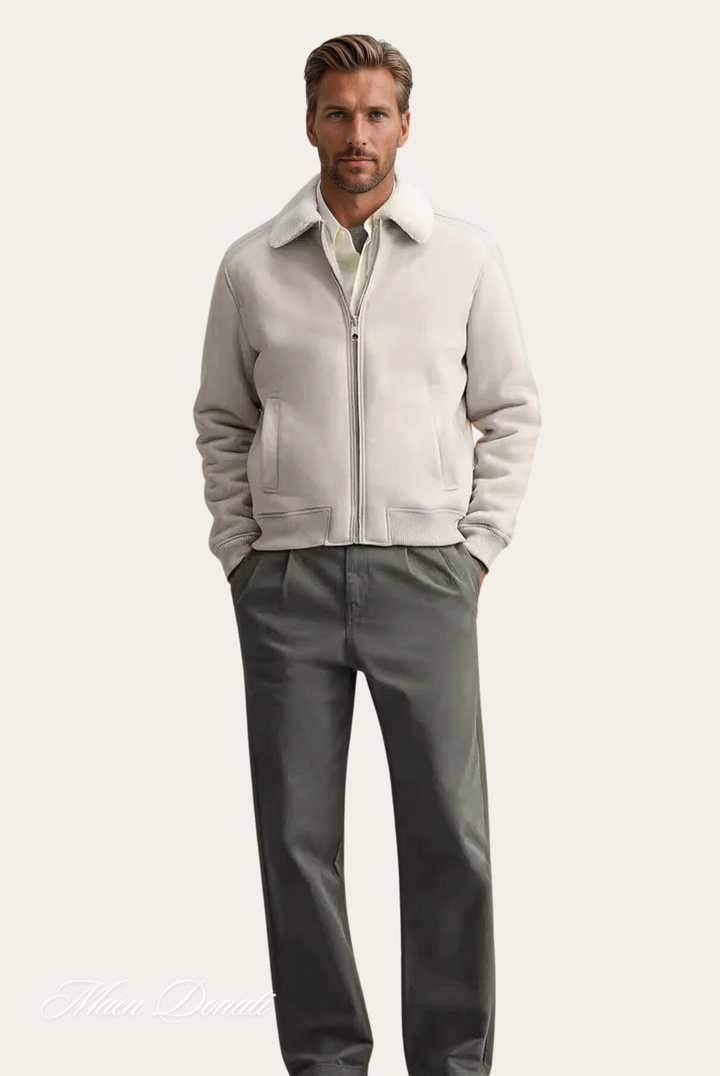 Warm & stylish men's Nolan winter bomber jacket, minimalist design, durable everyday wear.