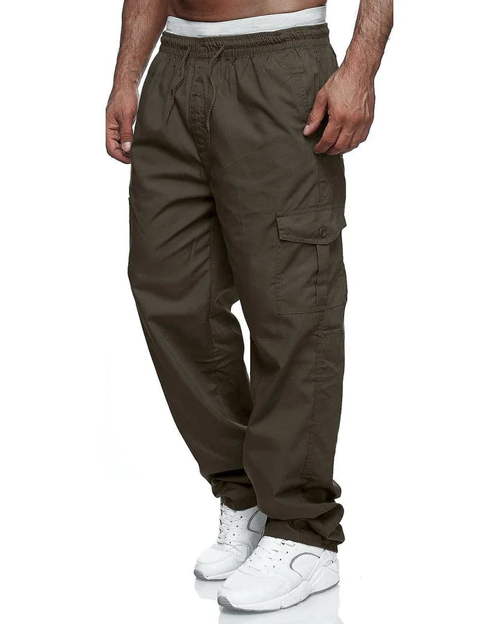 Men's utility Nolan pants with multiple pockets, comfortable and made with sustainable fabric for practicality.