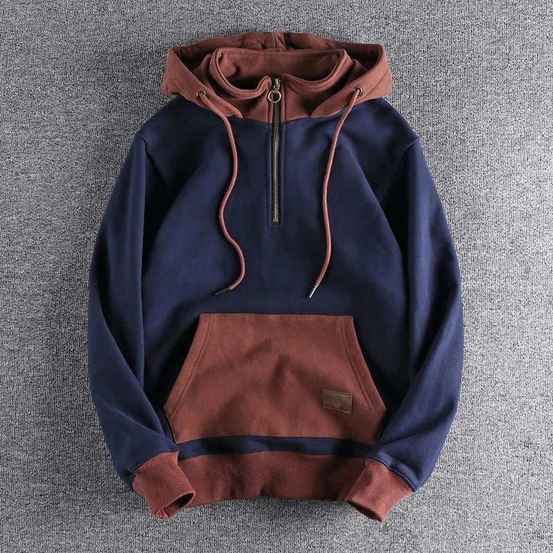 Men's Nomad quarter-zip hoodie in two-tone urban explorer style, ideal for casual wear & everyday comfort.