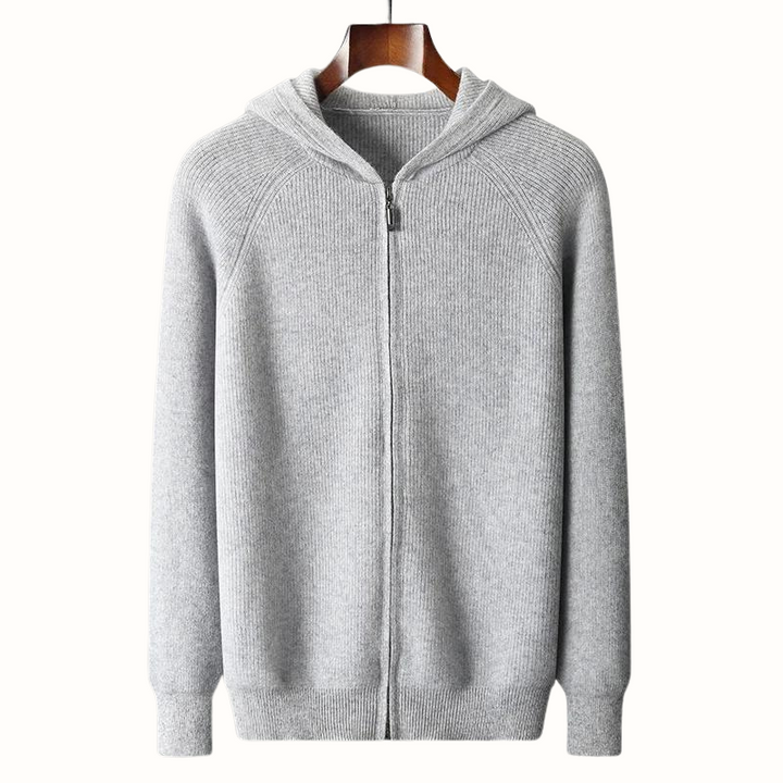 Modern men's fashion Nova full-zip hoodie. Sleek style for comfortable everyday wear and layering.