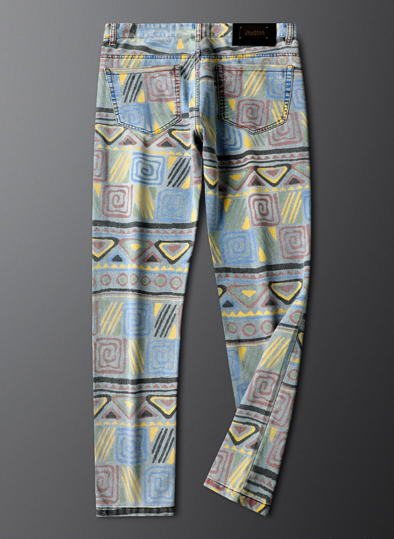 Fashion-forward men's Nova slim fit jeans, bold patterns for comfortable, stylish statements.