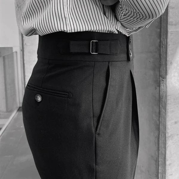 Oliver men's pleated smart trousers with an adjustable fit, offering ultimate comfort and style.