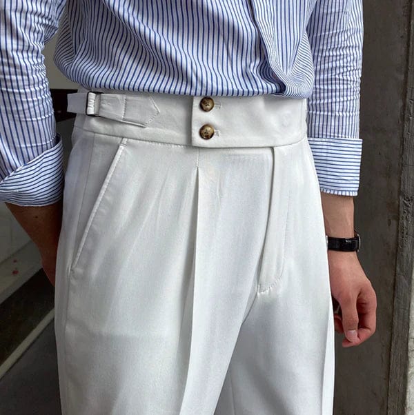 Oliver smart men's pleated trousers, adjustable for comfort, ideal for business casual or daily fashion.