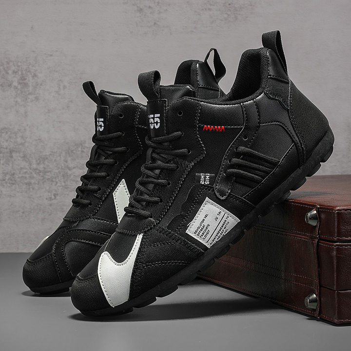 Modern men's Orbital Nexus streetwear sneakers, perfect for adventurous city explorations.