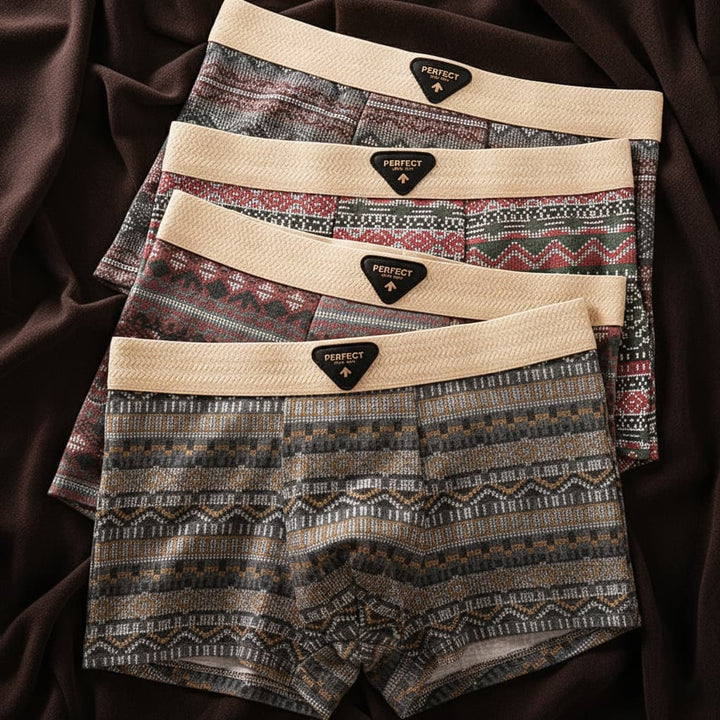 Men's organic cotton briefs, Nordic Fair Isle pattern, ultimate comfort & breathable design.