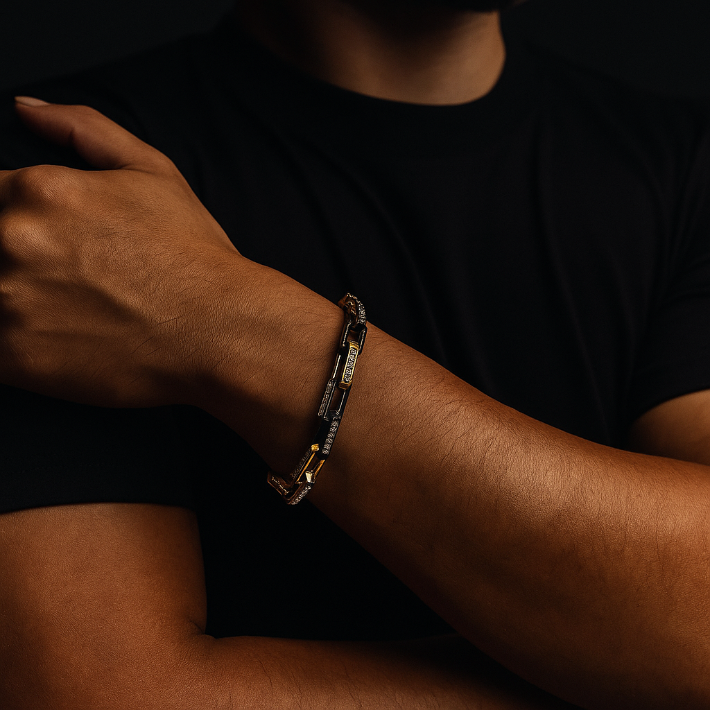 Men's Orion chainlink bracelet with zirconia, an elegant & durable stainless steel accessory for any occasion.