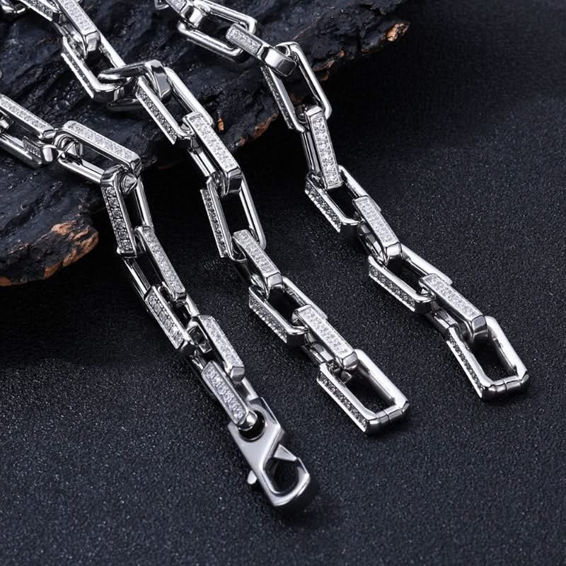 Durable men's Orion chainlink bracelet, stainless steel with zirconia stones, a long-lasting elegant accessory.