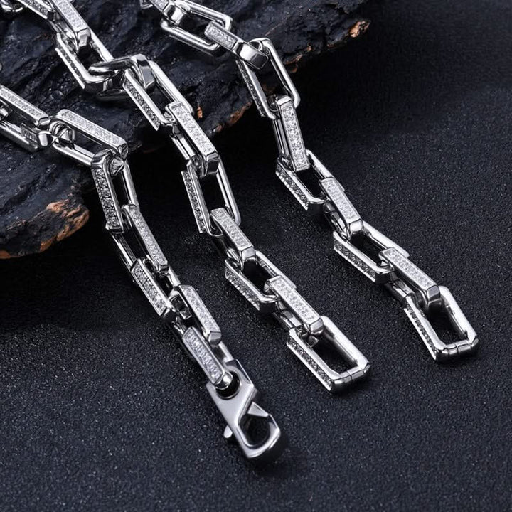 Durable men's Orion chainlink bracelet, stainless steel with zirconia stones, a long-lasting elegant accessory.