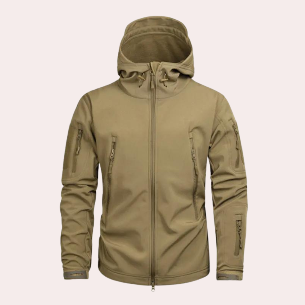 Orson men's utility jacket with practical pockets, weather-resistant design, ideal for camping and hiking.