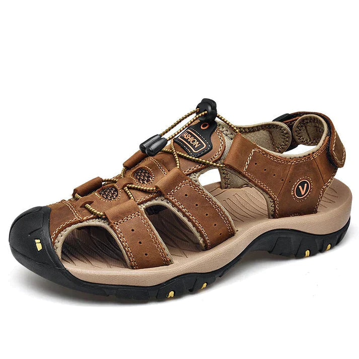 Non-slip men's outdoor sandals with shock-absorbing arch support, perfect for summer casual wear.