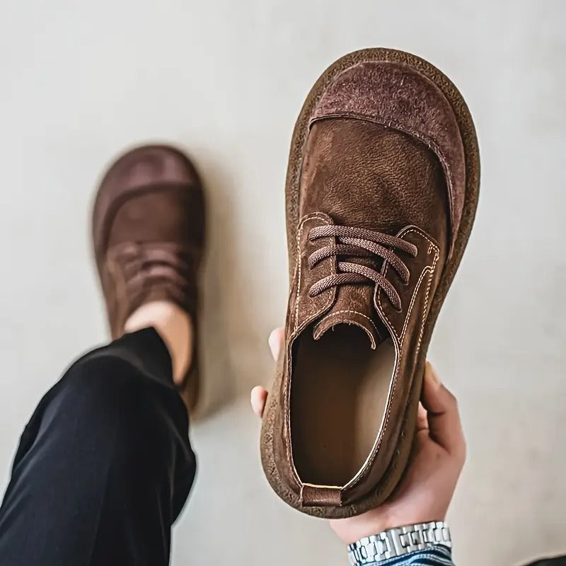 Khaki men's orthopedic comfort loafers, premium leather for daily wear & foot support.