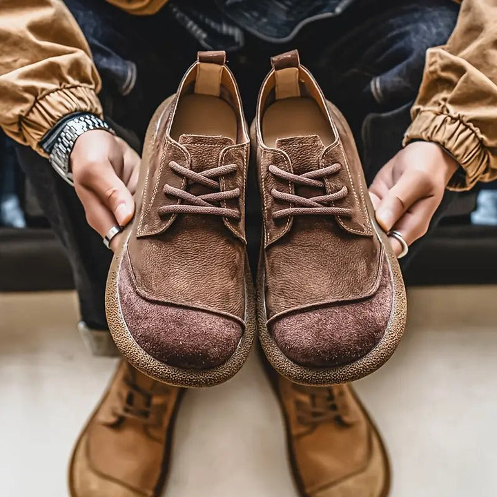 Handmade men's premium leather comfort loafers, orthopedic design for all-day wear.