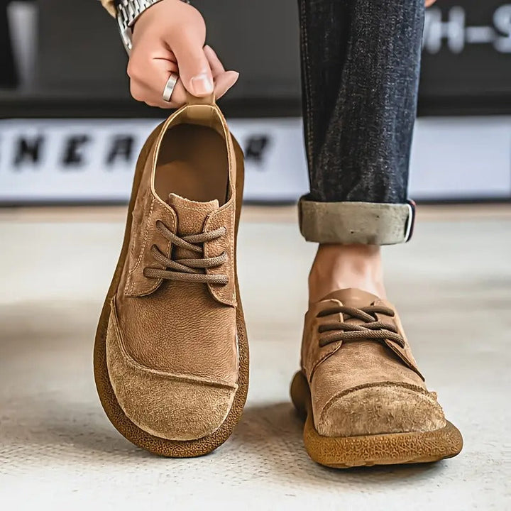 Men's Orthopedic Comfort Loafers Premium Leather Edition, kaki & brown, for daily walking.
