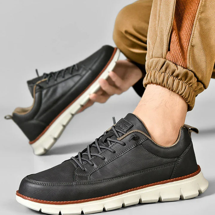 Modern men's fashion sneakers with orthopedic comfort. Stylish supportive footwear for everyday casual looks.