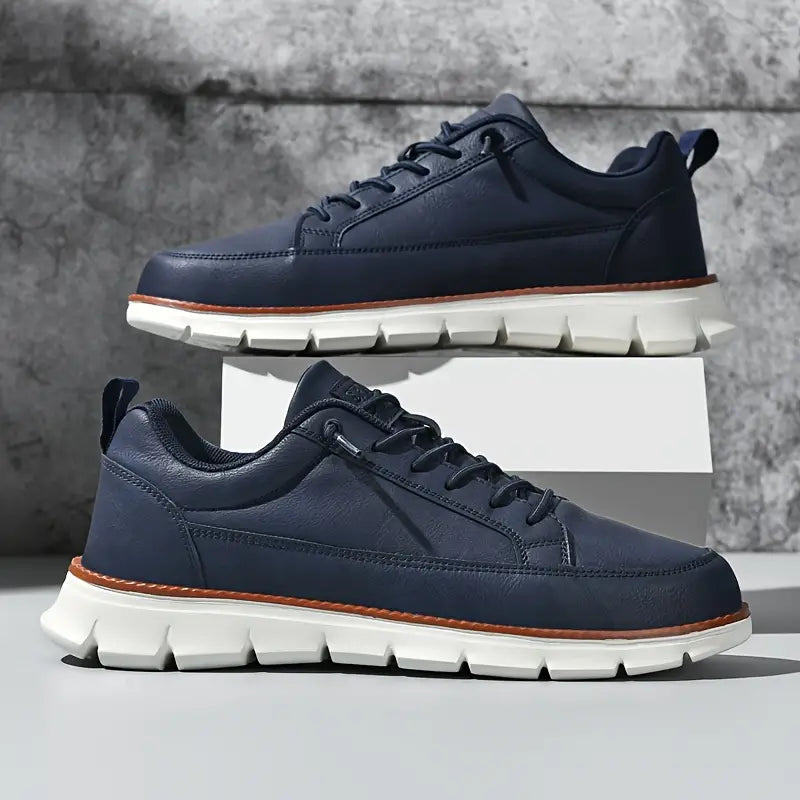 Black men's orthopedic comfort sneakers. Versatile casual shoes offering support and modern style.