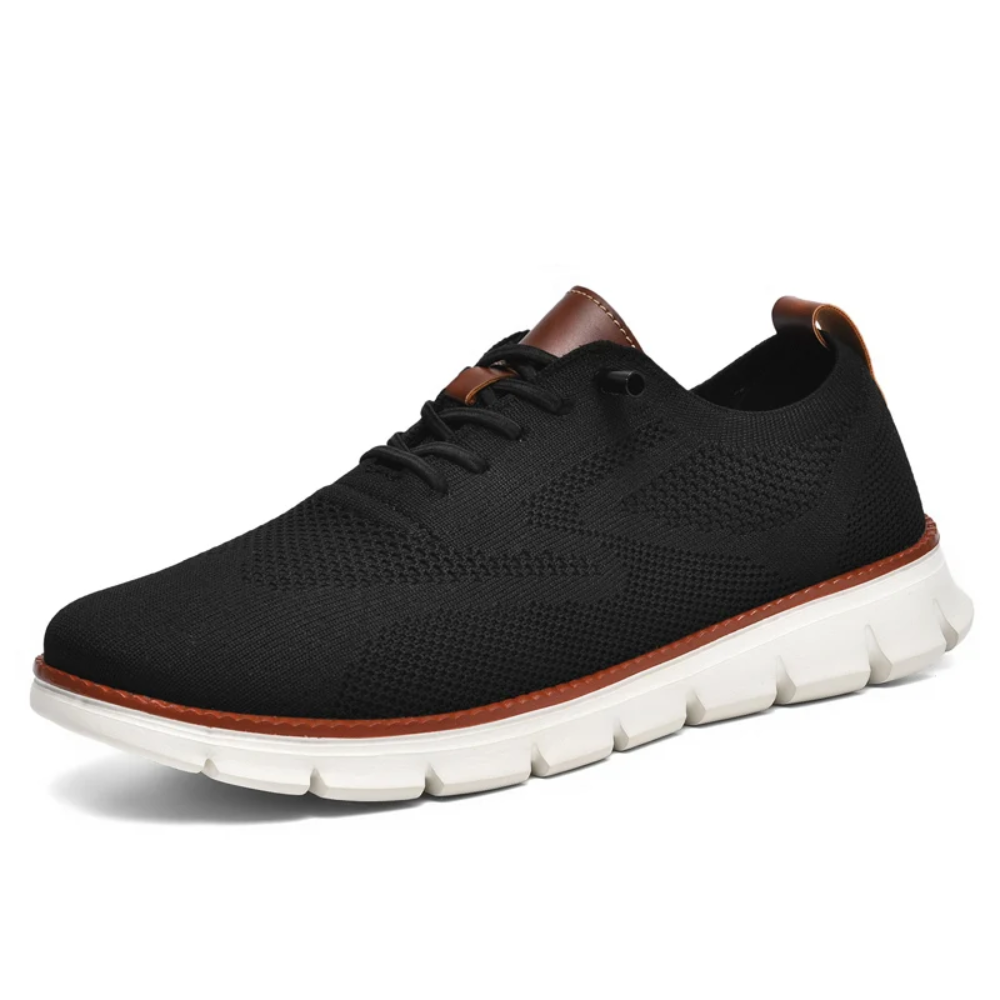 Get foot pain relief with these lightweight men's orthopedic Fly Knit shoes & arch support.
