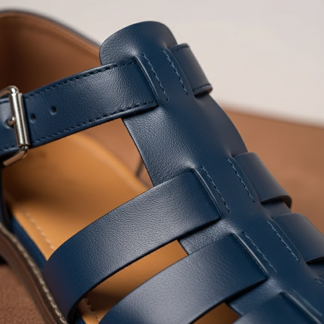 Stylish men's orthopedic sandals, gladiator style. Features arch support, perfect summer footwear.