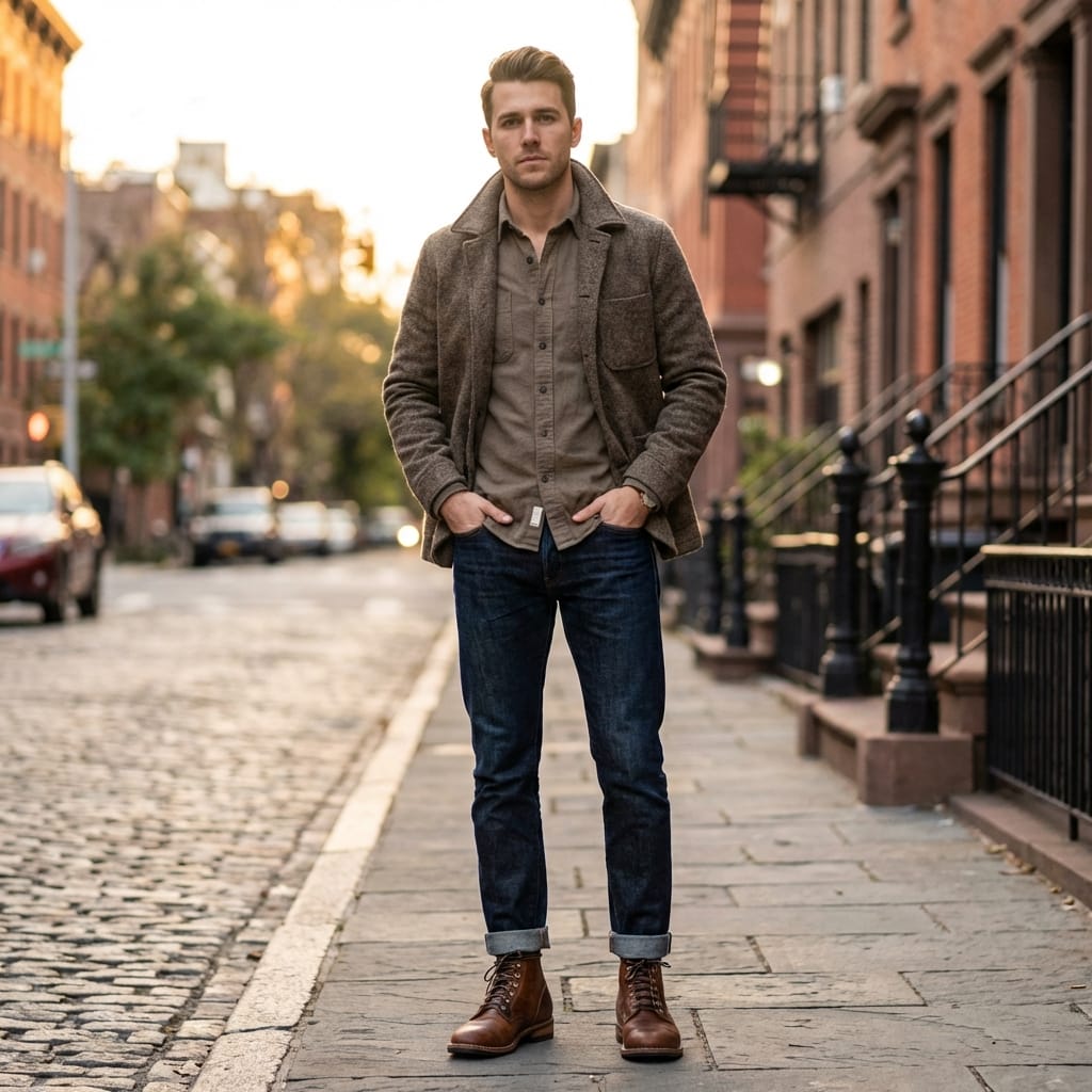 Stylish men's durable orthopedic leather boots, perfect for casual wear and long walks.