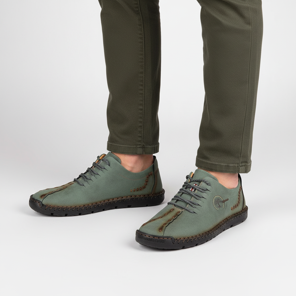 Men's fashion orthopedic sneakers made from premium leather, ideal for comfortable walking.