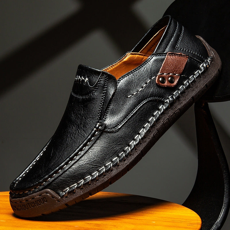 Men's orthopedic leather slip-on loafers for all-day comfort, featuring memory foam.