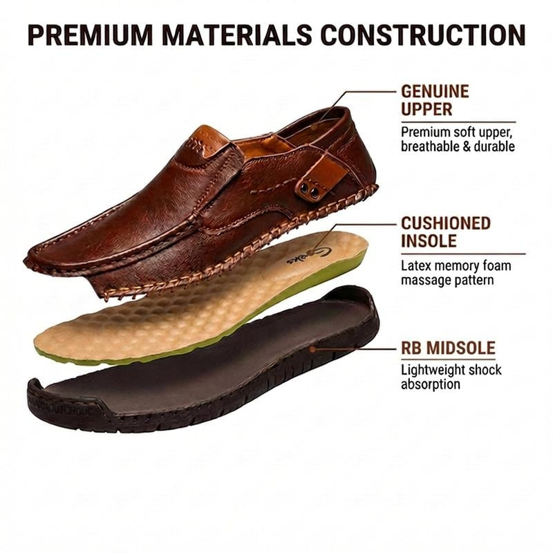 Stylish men's leather slip-on loafers, orthopedic design for everyday comfort & support.