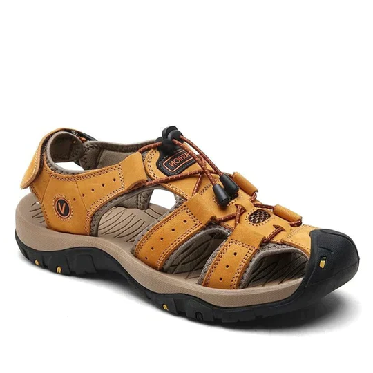 Men's orthopedic outdoor comfort sandals with arch support for foot pain relief and healthy feet.