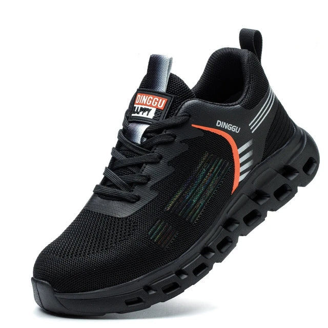 Lightweight men's safety work sneakers offering orthopedic support, steel toe, and anti-slip durability.