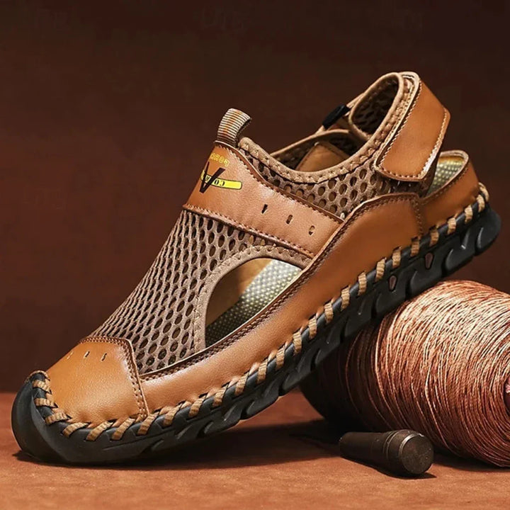 Men's orthopedic sport sandals in black with arch support for comfortable walking and summer wear.