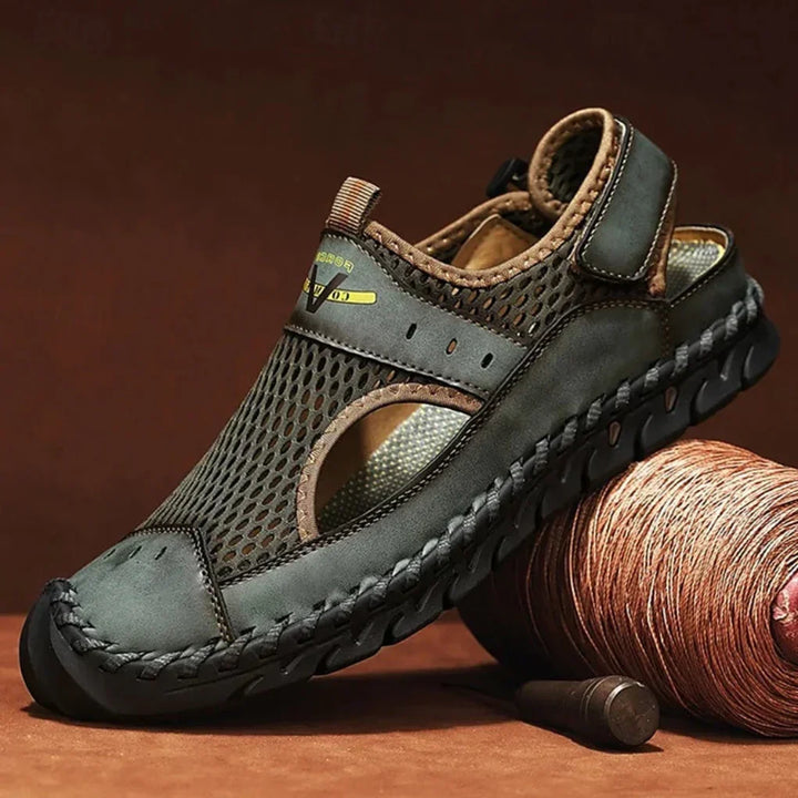Supportive men's orthopedic sport sandals, designed for breathable comfort and summer activities. Great arch support.