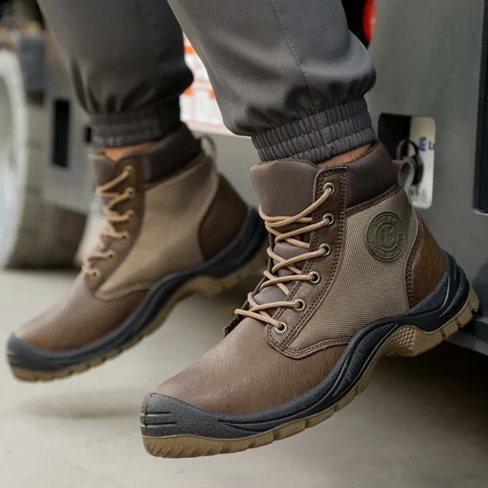 Men's orthopedic steel toe safety boots, providing ultimate work comfort and protection for industrial environments.