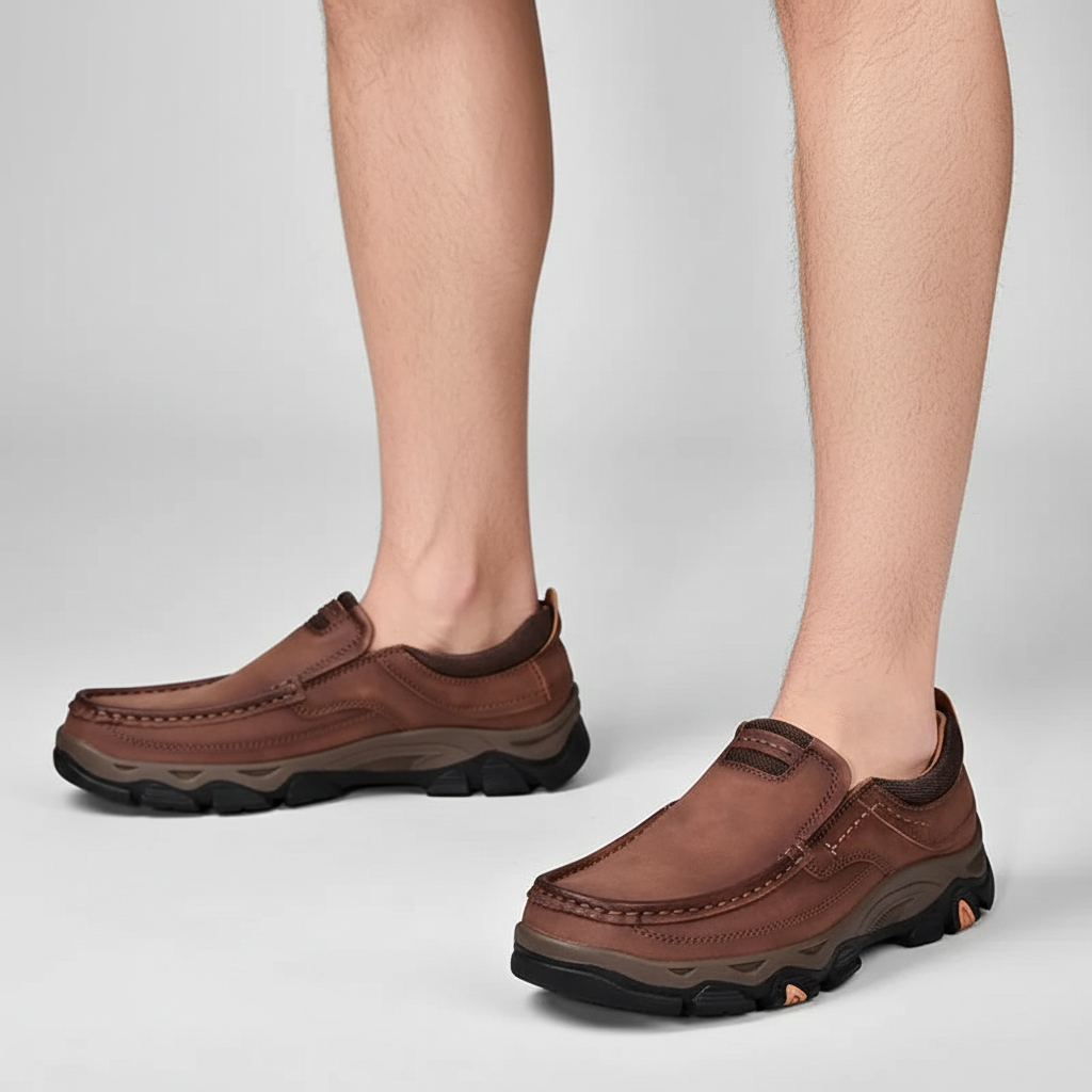 Stylish men's vegan leather orthopedic dress shoes, black, offering all-day comfort and support