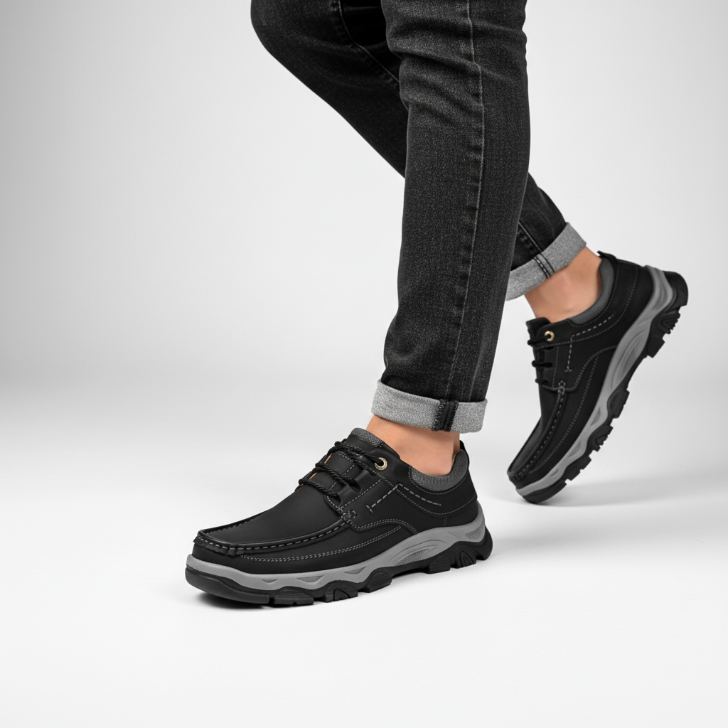 Detail of the soft lining inside men's orthopedic vegan leather comfort shoes for superior feel