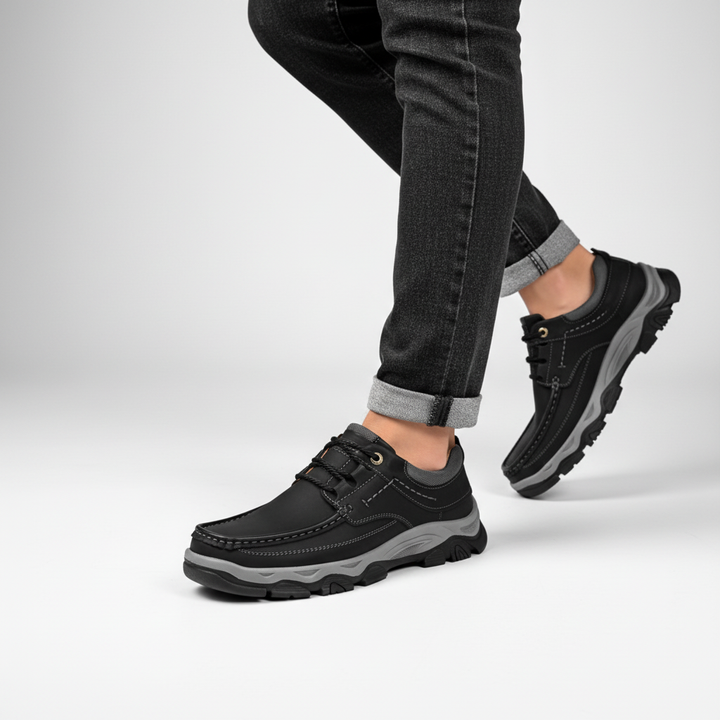 Detail of the soft lining inside men's orthopedic vegan leather comfort shoes for superior feel