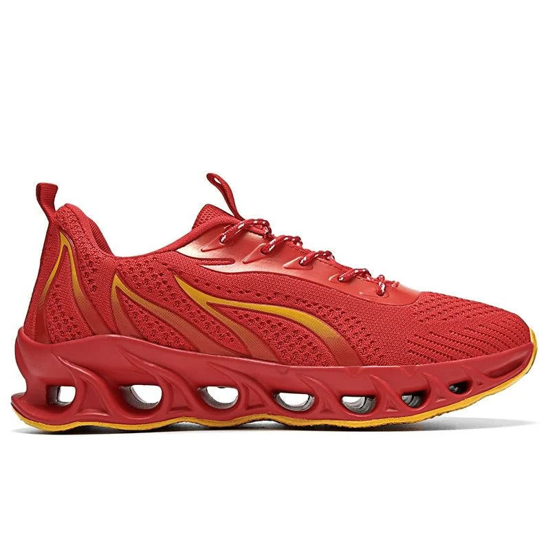 Active man wearing orthopedic running shoes, superior arch support & comfort for pain-free workouts & walks.