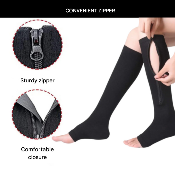 Men's orthopedic compression socks with zipper for leg & foot support, reduce swelling, improve circulation daily.