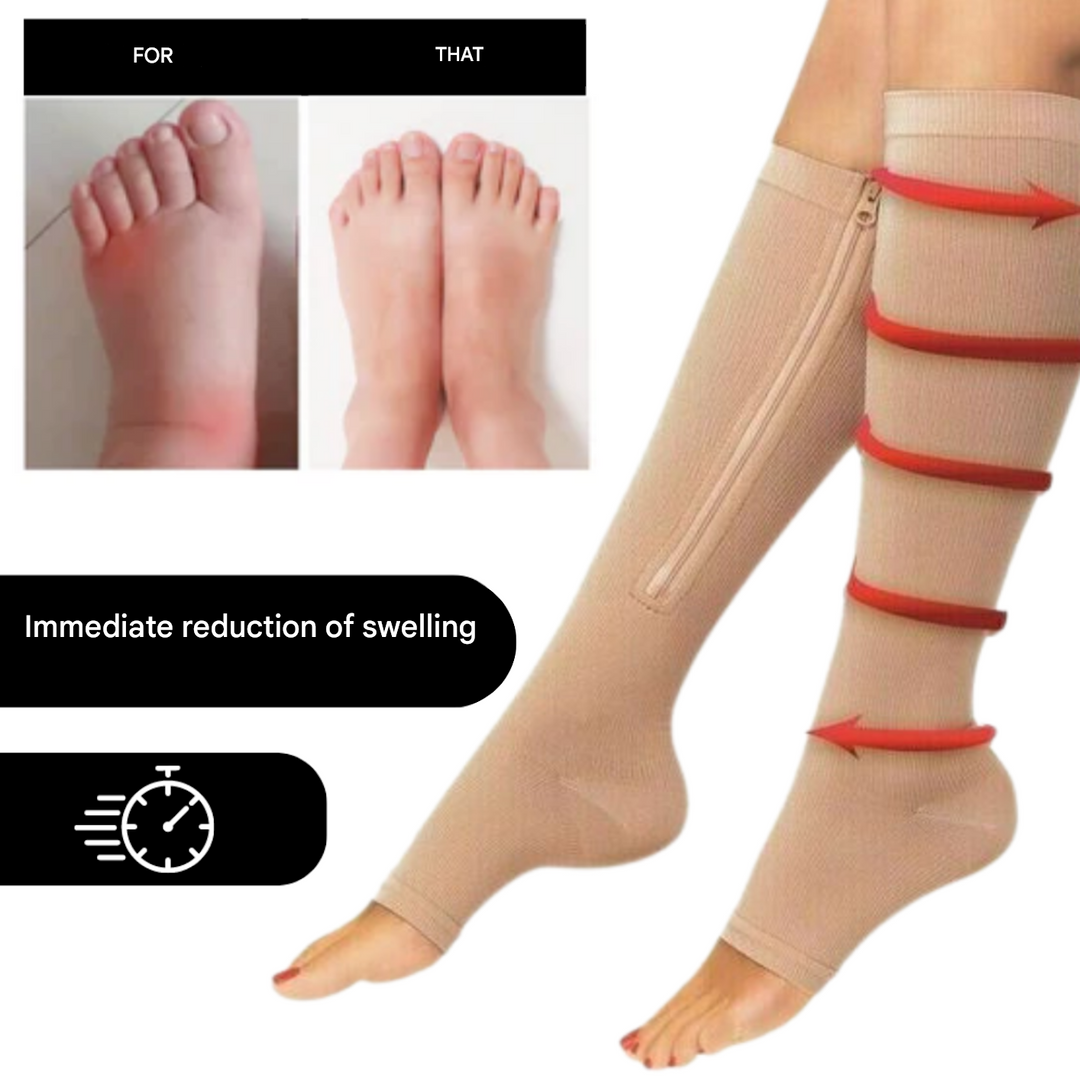 Comfortable men's orthopedic zipper compression socks for daily pain & swelling relief, improved leg circulation.
