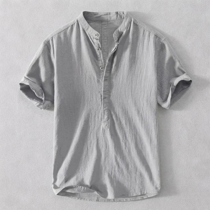 Gray men's Osaka tailored comfort shirt, a versatile and comfortable smart casual option for everyday.