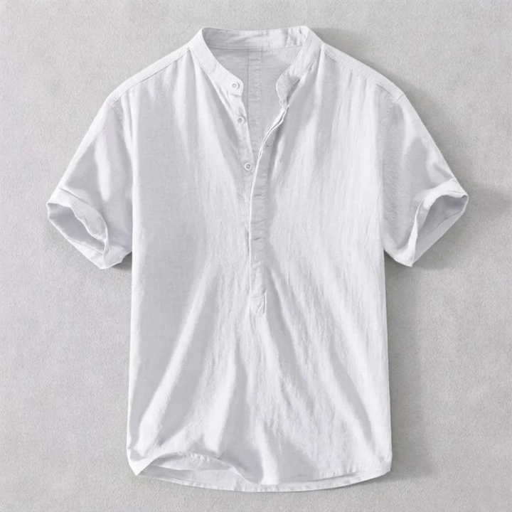 Comfortable white men's Osaka button-down shirt, ideal lightweight casual summer wear.