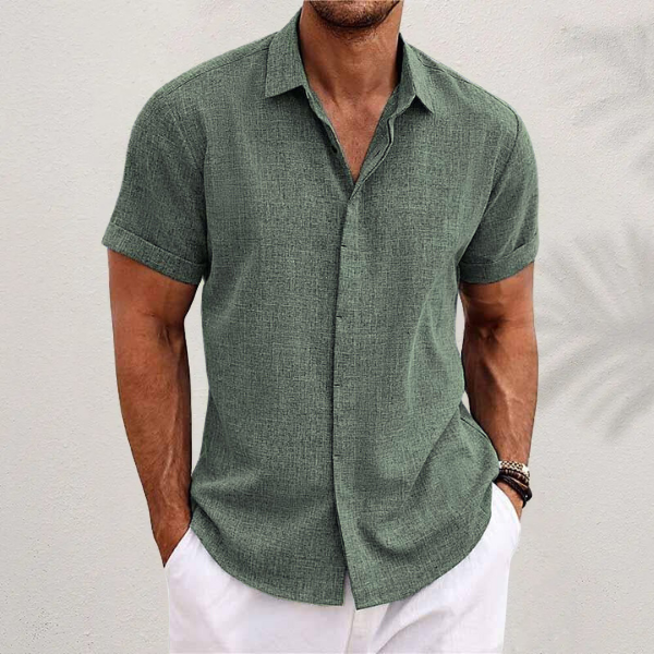 Stylish Oscar men's short sleeve cotton-linen shirt, ideal for summer fashion