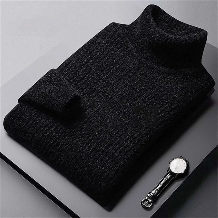 Oslo men's ribbed roll neck sweater, a warm & stylish turtleneck for winter comfort & casual wear.