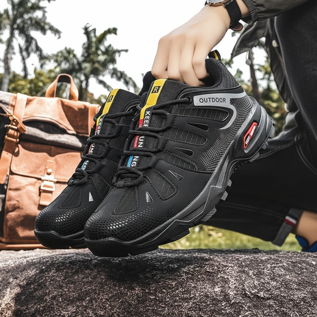 Comfortable men's outdoor footwear, hiking sneakers with breathable design and grip for adventures