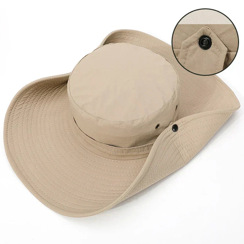 Lightweight men's outdoor fishing & hiking bucket hat with UPF sun protection & chin strap. Great for summer.