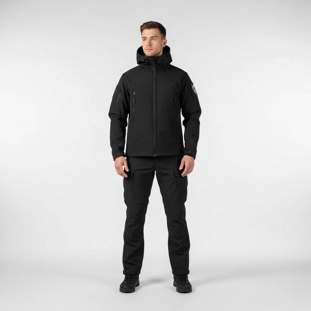 Julian men's tactical clothing featuring windproof and waterproof jacket and pants for outdoor use