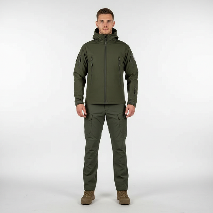 Full men's outdoor tactical gear: wind and waterproof jacket with matching pants
